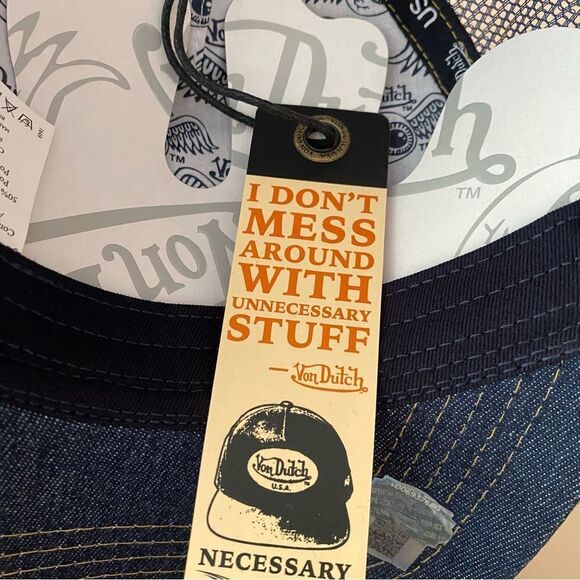 NWT Von Dutch rhinestone logo denim trucker hat Y2K - Picture 5 of 11